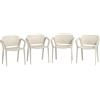 Outsunny Set 4 Sedie da Giardino Impilabili in PP dal Design Moderno con Braccioli 60x56x75 cm, Bianco