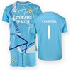 Real Madrid Set Maglia e Pantaloni Portiere Dorsal 1 COURTOIS 2024/2025 - Replica ufficiale Prodotto con Licenza - Bambino (6 anni), blu, 6 anni