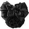 Upstore Rete per capelli da donna con fiocco in raso, accessorio per chignon per hostess, banche, alberghi, ristoranti, nero