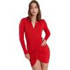 Trendyol Abito Donna Slim Aderente Polo Collo Maglieria Vestito, Rosso, M