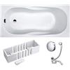 VBChome Tinozza da Bagno, Vaschette Bagno, 170 x 70 x 41 cm, in Acrilico, Set di Supporto per Vasca da Bagno, Rettangolare, Bianco, Design Moderno, in Polistirolo, Cromato Viega Simplex