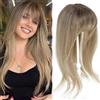 Nexyshe Topper per capelli 45,7 cm per diradamento dei capelli 10,2 x 12,7 cm, base morbida per perdita di capelli, capelli lisci per donne, extension sintetiche con frangia