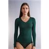 Intimissimi Maglia Scollo A V In Modal Ultralight Con Cashmere Verde