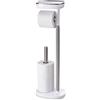 Joseph Joseph EasyStore Porta Carta Igienica da Terra, fino a 4 Rotoli, con Porta Telefono e Vano per Articoli Sanitari, Acciaio Inox