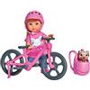 Simba 105733273 Evi Love - Bambola con Bicicletta, Cane e Zaino, 12 cm, per Bambini dai 3 Anni in su