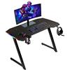 Baroni Home Scrivania Gaming per Computer Ergonomica con Supporto e Gancio Cuffie e Porta Bicchiere, Tavolo da Gioco in MDF e Acciaio, con LED Multicolore,120x60 cm