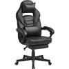 SONGMICS Sedia da Ufficio, Poltrona Racing Ergonomica, Poggiapiedi Telescopico, Schienale Inclinabile, Poggiatesta e Supporto Lombare, Portante di 150 kg, Nero Inchiostro OBG073B05