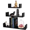 BAKAJI Set 3 Mensole da Parete Moderne Design con Bordi Laterali Mensola Scaffale 1 Ripiano in Legno MDF Varie Dimensioni (Nero)