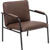 Baroni Home Poltrona in Ecopelle con Struttura in Ferro Design Moderno di Metà Secolo, Seduta Relax per Salotto, Camera da Letto, Ufficio, 78x59x64 cm, Marrone