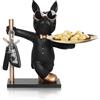 OKESYO Bulldog Francese Statue con Vassoio, Bulldog Francese Svuotatasche, Bulldog Francese Statuetta Ciotola per Chiavi per Soggiorno, Tavolo Ingresso, Decorazione per Casa