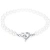Elli Bracciale da donna a forma di cuore con perle di conchiglia e cristalli in argento sterling 925, 17 cm, Sfaccettatura, cristallo