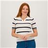 Rebeka Ross Polo a maniche corte in maglia a righe con scollo a V
