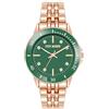 Steve Madden Orologio da donna con cinturino in vero cristallo, Verde/Oro