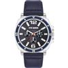 Steve Madden Orologio da uomo con cinturino, Argento/Blu navy