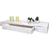 Mendler Mensola ripiano pensile con cassetto HWC-H37 25x80x8cm Legno massello Bianco Shabby