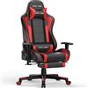 GTPLAYER Sedia da Gaming con Poggiapiedi e Altoparlante Bluetooth Poltrona Ufficio Scrivania Ergonomica Sedie Musicale Rossa