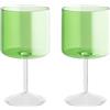 H&H-Daylight Set 2 Calici in Vetro Borosilicato Verde, 23cl - Calici Eleganti e Resistenti per Vino, Cocktail e Bevande Speciali