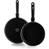 GreenPan Torino Set di padelle in Ceramica Antiaderente Sano 2 pezzi, 24 cm e 28 cm, Senza PFAS, Induzione, Forno fino a 160°C, Lavabile in lavastoviglie, Nero