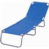 Outsunny Sdraio da Giardino Pieghevole in Metallo e Tessuto Oxford, Lettino Prendisole Traspirante 187x55x24cm Blu|Aosom