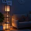 HOMCOM Lampada Lampadina da Terra Salvaspazio con Ripiani Durevole Cotone, MDF 26 x 26 x 160 cm Nero, bianco