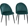 HOMCOM Set di 2 Sedie da pranzo nordiche imbittite senza braccioli con schienale curvo gambe in metallo sedie sala da pranzo moderne Verde|Aosom