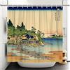 SDOTPMT 180x180cm Montare Fuji Scenario Tenda da Doccia Giapponese - Villetta Oceano Spiaggia Oriente Tradizionale Etnico Anime Kanagawa per Bagno - Poliestere con Ganci