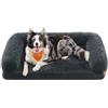 Feandrea FluffyHug Cuccia per Cani, Taglia XL, Divano Letto per Cani di Taglia Media e Grande, di Gommapiuma Ondulata, Copertura Lavabile Sfoderabile, 106 x 80 x 23 cm, Grigio Scuro PGW233G02