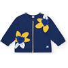 Tuc Tuc Giacca di cotone per bambina blu con applicazioni di fiori e zip 11389578 BLUE