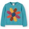 BOBOLI Maglione blu in maglia con stampa floreale per neonata aquarius