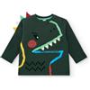 Tuc Tuc T-shirt a maniche lunghe da bambino con design dinosauro e cerniera della collezione Cyber Dino Green