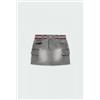 BOBOLI Gonna grigio denim con elastico in vita per ragazza 413109
