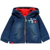 BOBOLI Giacca giubbottino jeans interno felpato rosso denim ricami per neonati BLUE