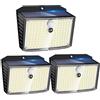 A.bigwhale Luci Esterno Energia Solare, Luce Solari Led Esterni con Sensore di Movimento, Faretti Solari Giardino 3 Modalità, Lampada da Parete Impermeabile per Patio Cortile Garage Porta D'ingresso, 3 Pezzi