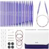 RUIDI Set di Ferri da Maglia Circolari, Set di Ferri Circolari Intercambiabili in Alluminio Leggero e Caldo con Custodia e Accessori, 13 Paia di Ferri Circolari (13cm), misure 3,0mm a 10mm (Viola)