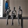 FJSPERM Statue di pensatori neri decorazioni per la casa per soggiorno, 3 pezzi accenti decorativi per scaffale, sculture d'arte astratta estetica moderna per tavolino da caffè mobile TV scrivania libreria