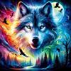 Lxmsja 5D Lupo Diamond Painting Adulti, Diamond Painting Aurora Kit Completo, Animale Diamantini Crystal Art, Strass Ricamo a Punto Croce, Hobby Creativi Adulti Decorazioni da Parete e Casa 30x30cm