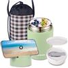 Nuo desire Thermos Alimenti Caldi 600ML Contenitore Termico, 316 Contenitore Termico di Acciaio Inossidabile per Cibi Caldi e Freddi Portavivande con Borsa Tote e Cucchiaio per Zuppa,Yogurt Termico Verde