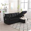 Autheria Divano Letto 3 Posti con Penisola, Divano Angolare 3 Posti Forma di L, Divano Letto Matrimoniale con Materasso, Divano 3 Posti con Braccioli e Vano Portaoggetti, Black Velvet