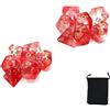 DollaTek Dadi poliedrici Trasparenti Set Giochi da Tavolo Dadi 2 Set Dadi 2 x 7 (14 Pezzi) Serie di Dadi D20 D12 D10 D8 D6 D4 Dadi DND DND Rpg MTG Doppi Colori One Piece (Rosso)