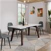 DEGHI Tavolo allungabile 180-260x90 cm top effetto marmo calacatta venezia bianco opaco con gambe noce - Montalto