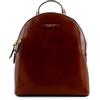 The Bridge Zaino Costanza Donna Unisex in Pelle Marrone Costruzione Triangolare Chiusura Lampo Superiore a 270° Tasca interna e Esterna con Zip