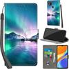 PHINIENLAND Cover per Xiaomi Redmi 9C / Redmi 10A custodia portafoglio Aurora | 3 scomparti carte, 1 tasca banconote, Chiusura magnetica, Supporto, Pelle PU flip cover per Xiaomi Poco C3
