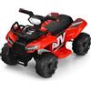 GYMAX Mini Quad Elettrico per Bambini 6V, con Musica, Clacson, USB e Fari a LED, Quad Elettrico per Bambini con Poggiapiedi e 4 Ruote per 18-36 Mesi, 44 × 66 × 42 cm, 2 km/h (Rosso)