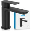 Bächlein Rubinetto per bagno dal design classico, miscelatore monocomando con cartuccia in ceramica durevole e kit di montaggio, rubinetto da bagno nero opaco - beccuccio piatto