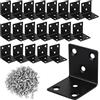 LALAGO 20pz Connettori Angolari in Acciaio Inox 40 x 40 x 40 mm, Staffe Angolari per Legno di L con 126 Viti, Supporti Angolo di Carico Pesante a 90° Nero per il Fissaggio e la Riparazione di Mobili