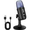 Vusddy Microfono a condensatore USB, microfono da gioco RGB, con pulsante Mute, pulsanti di controllo volume per registrazione vocale e musicale, podcasting, streaming, giochi