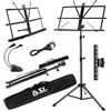 DSL Daily Supply Ltd. DSL Supporto per spartiti musicali - Supporto per spartiti con luci e borsa per il trasporto - Supporto per spartiti in metallo robusto, portatile, pieghevole, altezze regolabili, nero