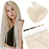 Elailite Extension Adesive Capelli Veri Biadesivo #70 Bianco Chiarissimo Tape Biadesive 20 Fasce 30cm 40g Capelli Lisci Remy Human Hair