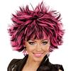 shoperama Steamy - Parrucca da donna a gradini, colore nero, con ciocche colorate, punker rockstar, capelli sintetici, colore: nero/rosa