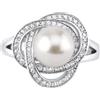SILVEGO Anello da Donna in Argento 925 Fiore con Vera Perla Bianca e Zirconia, LPS0044W